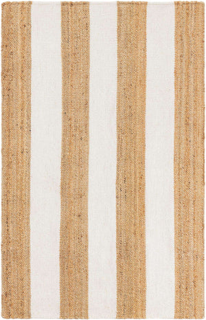 Tan Sand 4' 1 x 6' 1 Jill Zarin Hamptons Rectangle Area Rug Jute & Wool With Cotton Backing All Natural Striped Design Coastal Hand Woven Carpet for Sale at Rug Engine