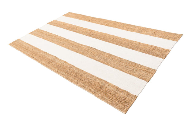 Tan Sand 5' 1 x 8' Jill Zarin Hamptons Rectangle Area Rug Jute & Wool With Cotton Backing All Natural Striped Design Coastal Hand Woven Carpet for Sale at Rug Engine