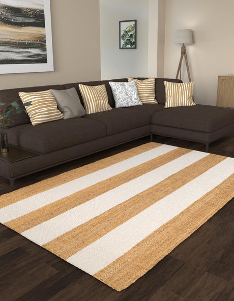 Tan Sand 2' x 3' 1 Jill Zarin Hamptons Rectangle Area Rug Jute & Wool With Cotton Backing All Natural Striped Design Coastal Hand Woven Carpet for Sale at Rug Engine