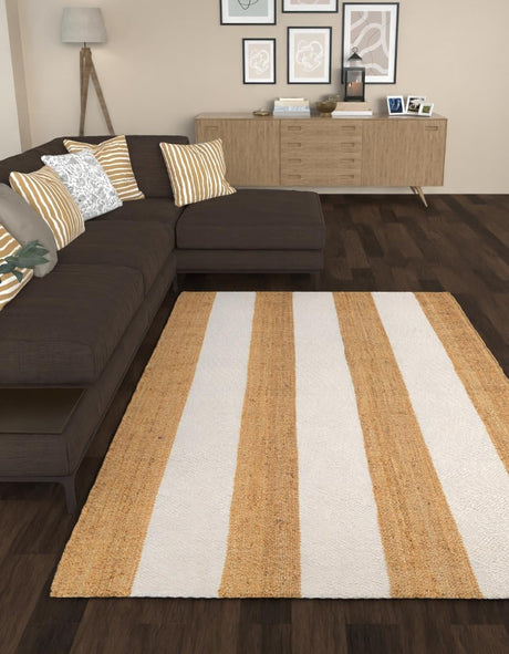 Tan Sand 2' x 3' 1 Jill Zarin Hamptons Rectangle Area Rug Jute & Wool With Cotton Backing All Natural Striped Design Coastal Hand Woven Carpet for Sale at Rug Engine