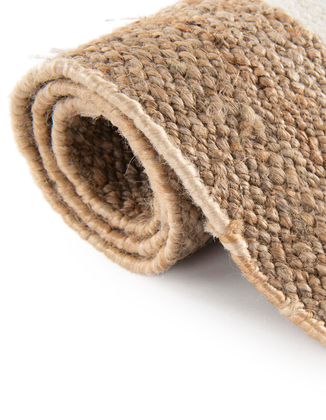Tan Sand 5' 1 x 8' Jill Zarin Hamptons Rectangle Area Rug Jute & Wool With Cotton Backing All Natural Striped Design Coastal Hand Woven Carpet for Sale at Rug Engine