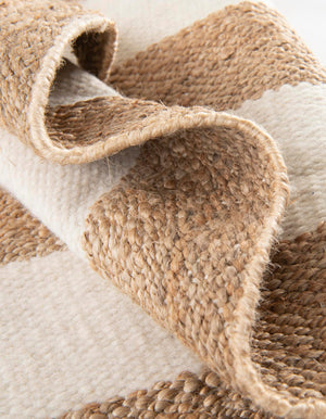 Tan Sand 5' 1 x 8' Jill Zarin Hamptons Rectangle Area Rug Jute & Wool With Cotton Backing All Natural Striped Design Coastal Hand Woven Carpet for Sale at Rug Engine