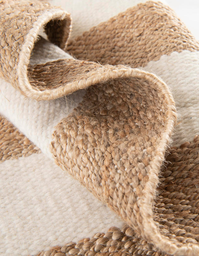 Tan Sand 5' 1 x 8' Jill Zarin Hamptons Rectangle Area Rug Jute & Wool With Cotton Backing All Natural Striped Design Coastal Hand Woven Carpet for Sale at Rug Engine