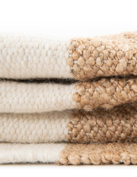 Tan Sand 5' 1 x 8' Jill Zarin Hamptons Rectangle Area Rug Jute & Wool With Cotton Backing All Natural Striped Design Coastal Hand Woven Carpet for Sale at Rug Engine