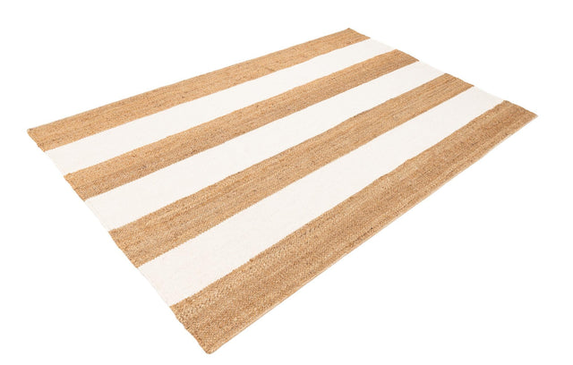 Tan Sand 5' 1 x 8' Jill Zarin Hamptons Rectangle Area Rug Jute & Wool With Cotton Backing All Natural Striped Design Coastal Hand Woven Carpet for Sale at Rug Engine