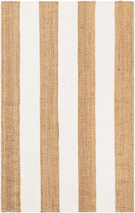 Tan Sand 5' 1 x 8' Jill Zarin Hamptons Rectangle Area Rug Jute & Wool With Cotton Backing All Natural Striped Design Coastal Hand Woven Carpet for Sale at Rug Engine