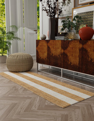 Tan Sand 2' x 6' 1 Jill Zarin Hamptons Runner Area Rug Jute & Wool With Cotton Backing All Natural Striped Design Coastal Hand Woven Carpet for Sale at Rug Engine