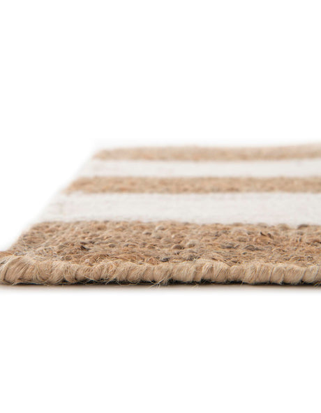 Tan Sand 2' 7 x 12' Jill Zarin Hamptons Runner Area Rug Jute & Wool With Cotton Backing All Natural Striped Design Coastal Hand Woven Carpet for Sale at Rug Engine