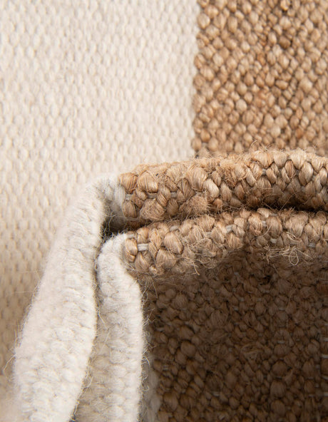 Tan Sand 2' 7 x 12' Jill Zarin Hamptons Runner Area Rug Jute & Wool With Cotton Backing All Natural Striped Design Coastal Hand Woven Carpet for Sale at Rug Engine