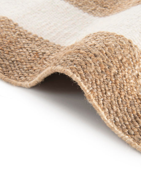 Tan Sand 2' 7 x 10' Jill Zarin Hamptons Runner Area Rug Jute & Wool With Cotton Backing All Natural Striped Design Coastal Hand Woven Carpet for Sale at Rug Engine