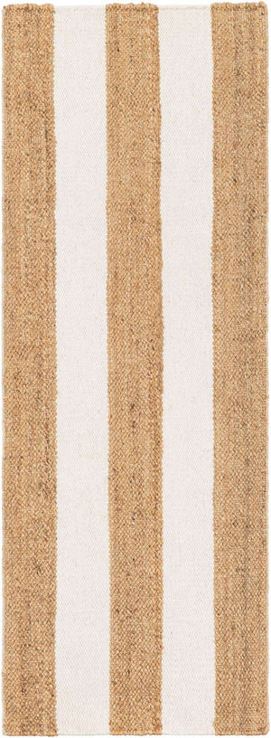 Tan Sand 2' x 6' 1 Jill Zarin Hamptons Runner Area Rug Jute & Wool With Cotton Backing All Natural Striped Design Coastal Hand Woven Carpet for Sale at Rug Engine