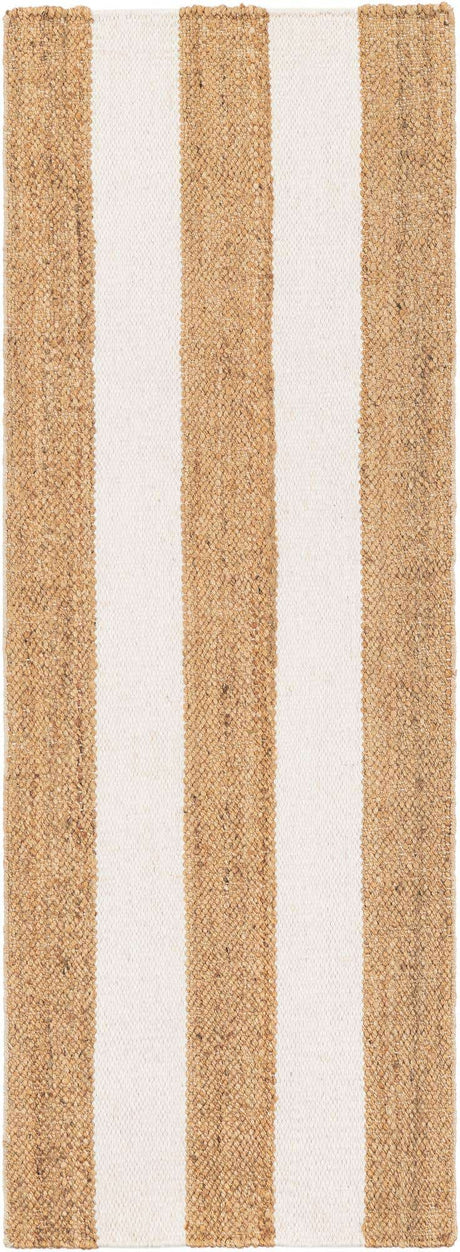 Tan Sand 2' x 6' 1 Jill Zarin Hamptons Runner Area Rug Jute & Wool With Cotton Backing All Natural Striped Design Coastal Hand Woven Carpet for Sale at Rug Engine