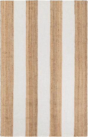 Tan Sand 6' 1 x 9' Jill Zarin Hamptons Rectangle Area Rug Jute & Wool With Cotton Backing All Natural Striped Design Coastal Hand Woven Carpet for Sale at Rug Engine