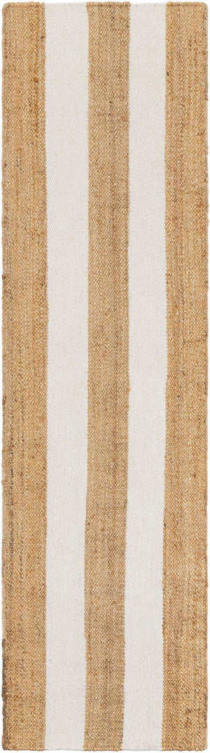 Tan Sand 2' x 8' Jill Zarin Hamptons Runner Area Rug Jute & Wool With Cotton Backing All Natural Striped Design Coastal Hand Woven Carpet for Sale at Rug Engine