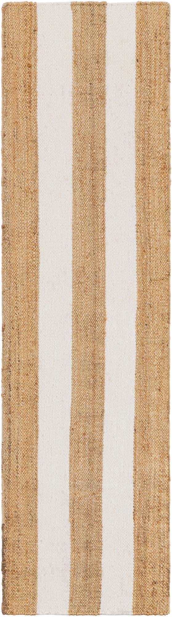 Tan Sand 2' x 8' Jill Zarin Hamptons Runner Area Rug Jute & Wool With Cotton Backing All Natural Striped Design Coastal Hand Woven Carpet for Sale at Rug Engine
