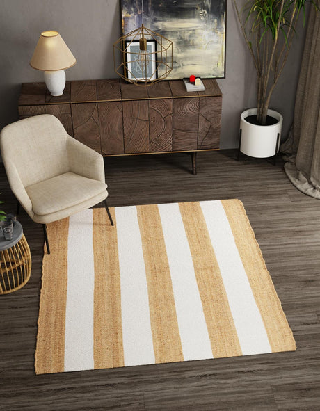 Tan Sand 10' x 10' Jill Zarin Hamptons Square Area Rug Jute & Wool With Cotton Backing All Natural Striped Design Coastal Hand Woven Carpet for Sale at Rug Engine