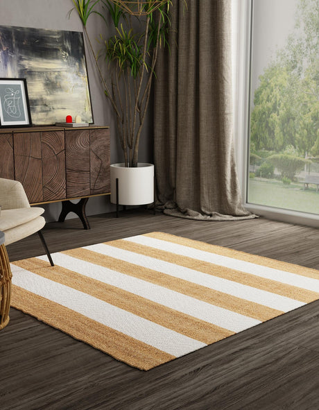 Tan Sand 10' x 10' Jill Zarin Hamptons Square Area Rug Jute & Wool With Cotton Backing All Natural Striped Design Coastal Hand Woven Carpet for Sale at Rug Engine