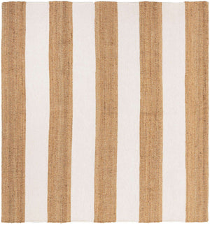 Tan Sand 7' 10 x 7' 10 Jill Zarin Hamptons Square Area Rug Jute & Wool With Cotton Backing All Natural Striped Design Coastal Hand Woven Carpet for Sale at Rug Engine