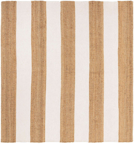 Tan Sand 7' 10 x 7' 10 Jill Zarin Hamptons Square Area Rug Jute & Wool With Cotton Backing All Natural Striped Design Coastal Hand Woven Carpet for Sale at Rug Engine