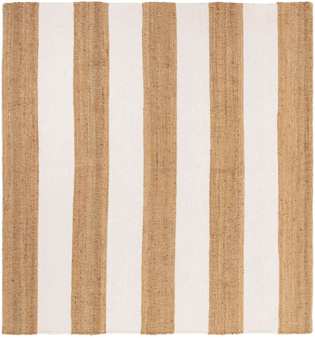 Tan Sand 7' 10 x 7' 10 Jill Zarin Hamptons Square Area Rug Jute & Wool With Cotton Backing All Natural Striped Design Coastal Hand Woven Carpet for Sale at Rug Engine
