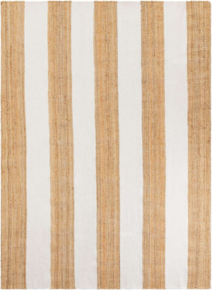 Tan Sand 9' x 12' Jill Zarin Hamptons Rectangle Area Rug Jute & Wool With Cotton Backing All Natural Striped Design Coastal Hand Woven Carpet for Sale at Rug Engine