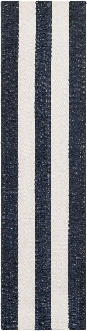 Nautical Navy 2' 7 x 10' Jill Zarin Hamptons Runner Area Rug Jute & Wool With Cotton Backing All Natural Striped Design Coastal Hand Woven Carpet for Sale at Rug Engine