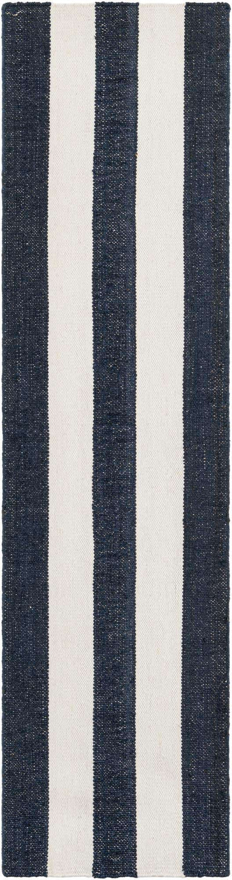 Nautical Navy 2' 7 x 10' Jill Zarin Hamptons Runner Area Rug Jute & Wool With Cotton Backing All Natural Striped Design Coastal Hand Woven Carpet for Sale at Rug Engine