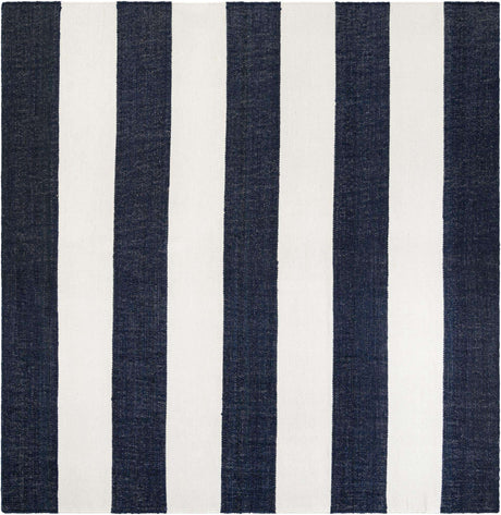 Nautical Navy 10' x 10' Jill Zarin Hamptons Square Area Rug Jute & Wool With Cotton Backing All Natural Striped Design Coastal Hand Woven Carpet for Sale at Rug Engine