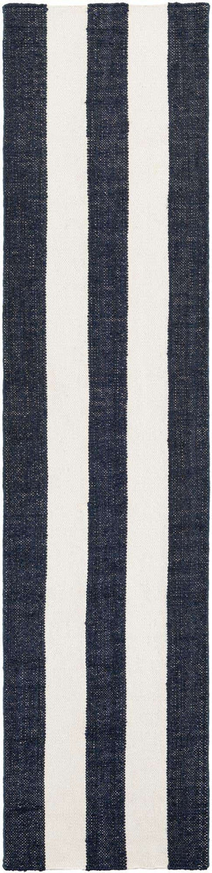 Nautical Navy 2' 7 x 12' Jill Zarin Hamptons Runner Area Rug Jute & Wool With Cotton Backing All Natural Striped Design Coastal Hand Woven Carpet for Sale at Rug Engine