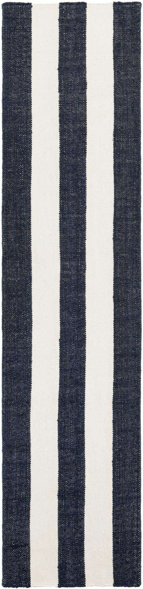 Nautical Navy 2' 7 x 12' Jill Zarin Hamptons Runner Area Rug Jute & Wool With Cotton Backing All Natural Striped Design Coastal Hand Woven Carpet for Sale at Rug Engine