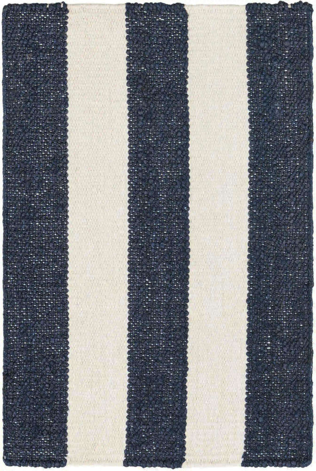 Nautical Navy 2' x 3' 1 Jill Zarin Hamptons Rectangle Area Rug Jute & Wool With Cotton Backing All Natural Striped Design Coastal Hand Woven Carpet for Sale at Rug Engine