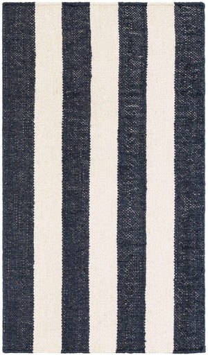 Nautical Navy 3' 1 x 5' 1 Jill Zarin Hamptons Rectangle Area Rug Jute & Wool With Cotton Backing All Natural Striped Design Coastal Hand Woven Carpet for Sale at Rug Engine