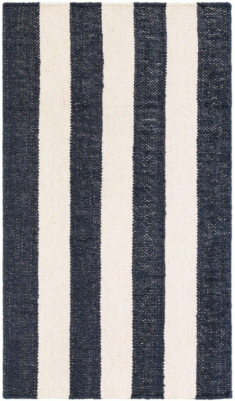 Nautical Navy 3' 1 x 5' 1 Jill Zarin Hamptons Rectangle Area Rug Jute & Wool With Cotton Backing All Natural Striped Design Coastal Hand Woven Carpet for Sale at Rug Engine
