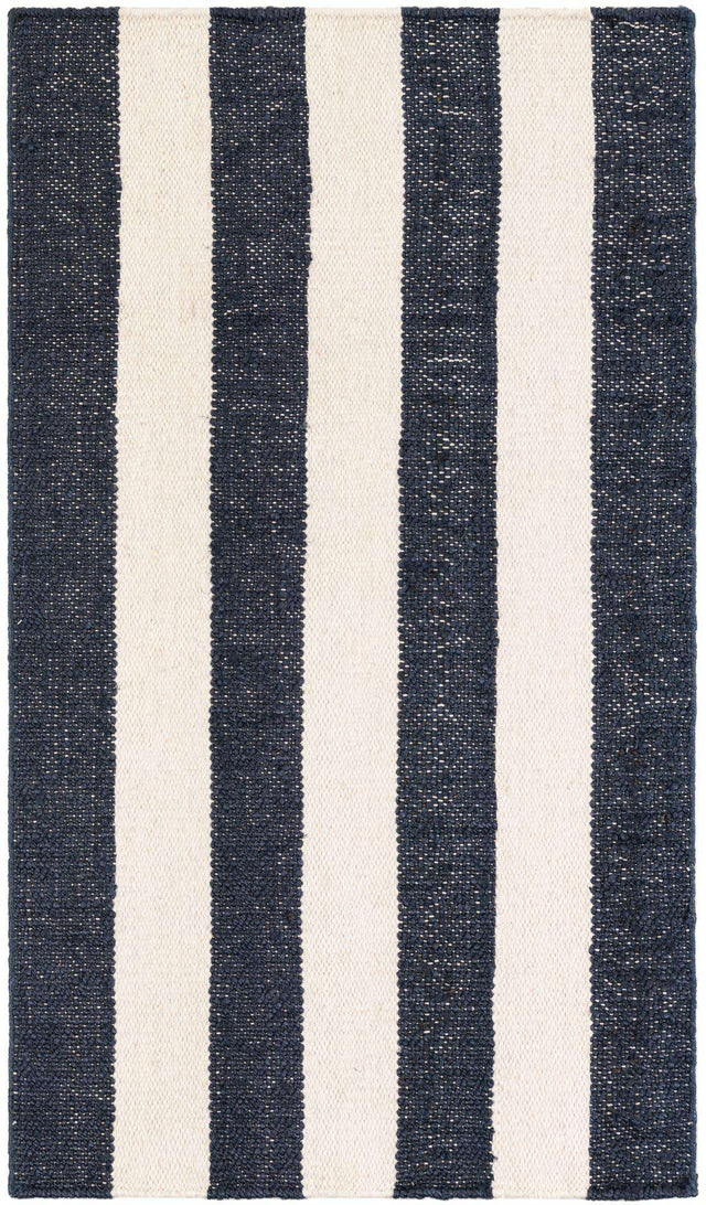 Nautical Navy 3' 1 x 5' 1 Jill Zarin Hamptons Rectangle Area Rug Jute & Wool With Cotton Backing All Natural Striped Design Coastal Hand Woven Carpet for Sale at Rug Engine