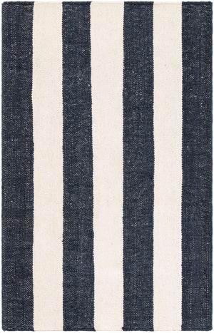 Nautical Navy 4' 1 x 6' 1 Jill Zarin Hamptons Rectangle Area Rug Jute & Wool With Cotton Backing All Natural Striped Design Coastal Hand Woven Carpet for Sale at Rug Engine