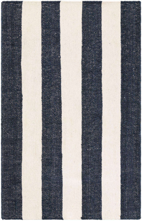 Nautical Navy 4' 1 x 6' 1 Jill Zarin Hamptons Rectangle Area Rug Jute & Wool With Cotton Backing All Natural Striped Design Coastal Hand Woven Carpet for Sale at Rug Engine