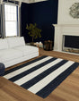 Nautical Navy 6' 1 x 9' Jill Zarin Hamptons Rectangle Area Rug Jute & Wool With Cotton Backing All Natural Striped Design Coastal Hand Woven Carpet for Sale at Rug Engine