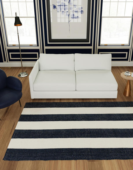 Nautical Navy 2' x 3' 1 Jill Zarin Hamptons Rectangle Area Rug Jute & Wool With Cotton Backing All Natural Striped Design Coastal Hand Woven Carpet for Sale at Rug Engine