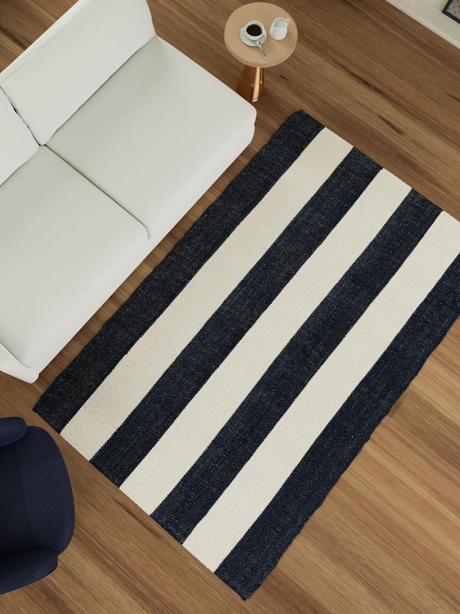 Nautical Navy 6' 1 x 9' Jill Zarin Hamptons Rectangle Area Rug Jute & Wool With Cotton Backing All Natural Striped Design Coastal Hand Woven Carpet for Sale at Rug Engine