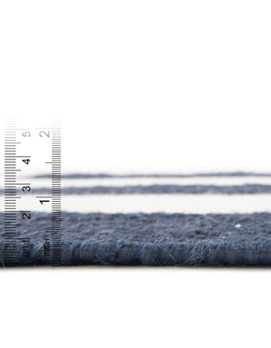 Nautical Navy 6' 1 x 9' Jill Zarin Hamptons Rectangle Area Rug Jute & Wool With Cotton Backing All Natural Striped Design Coastal Hand Woven Carpet for Sale at Rug Engine