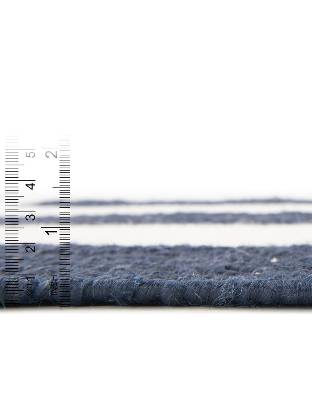 Nautical Navy 6' 1 x 9' Jill Zarin Hamptons Rectangle Area Rug Jute & Wool With Cotton Backing All Natural Striped Design Coastal Hand Woven Carpet for Sale at Rug Engine