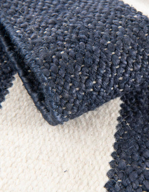 Nautical Navy 6' 1 x 9' Jill Zarin Hamptons Rectangle Area Rug Jute & Wool With Cotton Backing All Natural Striped Design Coastal Hand Woven Carpet for Sale at Rug Engine