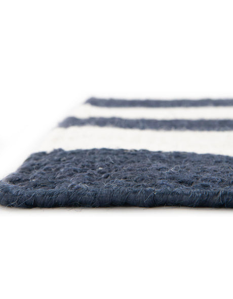 Nautical Navy 3' 1 x 5' 1 Jill Zarin Hamptons Rectangle Area Rug Jute & Wool With Cotton Backing All Natural Striped Design Coastal Hand Woven Carpet for Sale at Rug Engine
