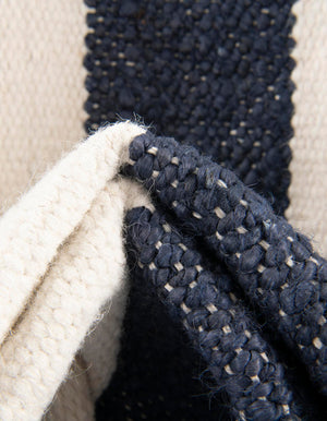 Nautical Navy 6' 1 x 9' Jill Zarin Hamptons Rectangle Area Rug Jute & Wool With Cotton Backing All Natural Striped Design Coastal Hand Woven Carpet for Sale at Rug Engine