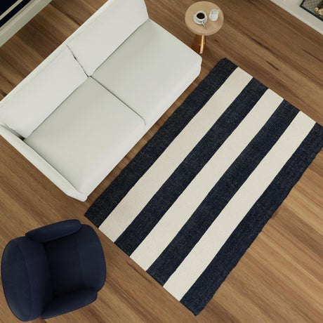 Nautical Navy 7' 10 x 10' Jill Zarin Hamptons Rectangle Area Rug Jute & Wool With Cotton Backing All Natural Striped Design Coastal Hand Woven Carpet for Sale at Rug Engine