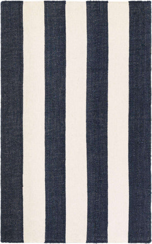 Nautical Navy 5' 1 x 8' Jill Zarin Hamptons Rectangle Area Rug Jute & Wool With Cotton Backing All Natural Striped Design Coastal Hand Woven Carpet for Sale at Rug Engine