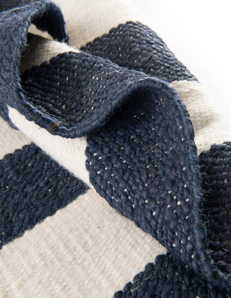 Nautical Navy 2' x 8' Jill Zarin Hamptons Runner Area Rug Jute & Wool With Cotton Backing All Natural Striped Design Coastal Hand Woven Carpet for Sale at Rug Engine