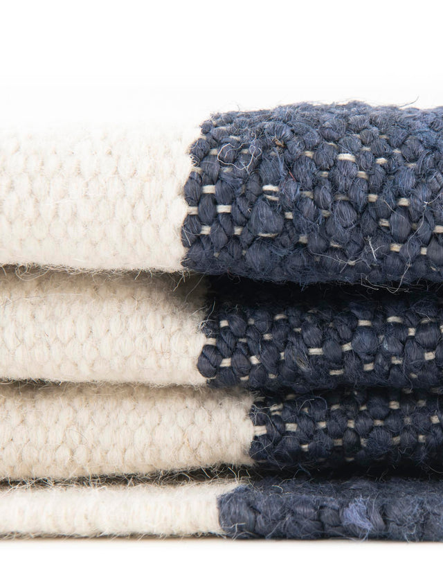 Nautical Navy 2' x 8' Jill Zarin Hamptons Runner Area Rug Jute & Wool With Cotton Backing All Natural Striped Design Coastal Hand Woven Carpet for Sale at Rug Engine