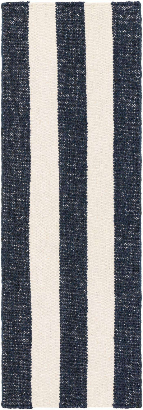 Nautical Navy 2' x 6' 1 Jill Zarin Hamptons Runner Area Rug Jute & Wool With Cotton Backing All Natural Striped Design Coastal Hand Woven Carpet for Sale at Rug Engine