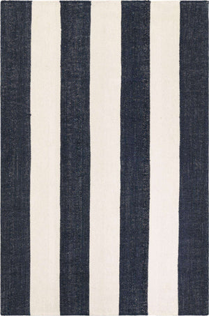 Nautical Navy 6' 1 x 9' Jill Zarin Hamptons Rectangle Area Rug Jute & Wool With Cotton Backing All Natural Striped Design Coastal Hand Woven Carpet for Sale at Rug Engine